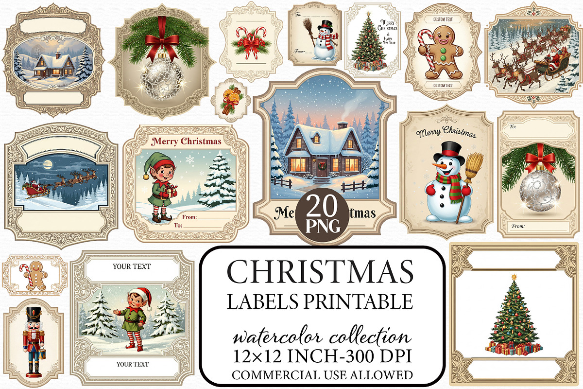 Christmas Labels Printable, an Illustration by Libby Wishes (Photo 1 of 7)