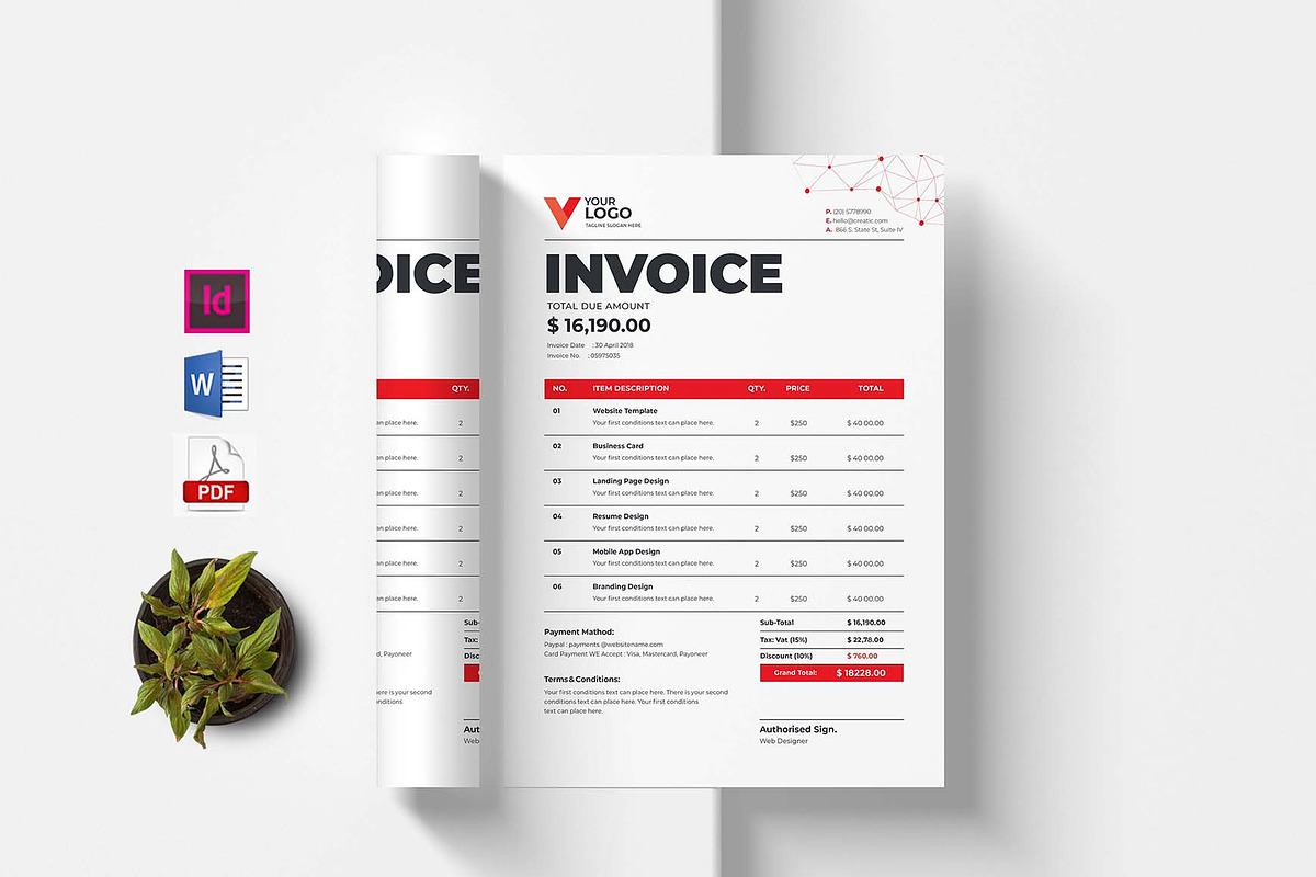 Invoice Template, a Stationery Template by design_hut (Photo 1 of 3)
