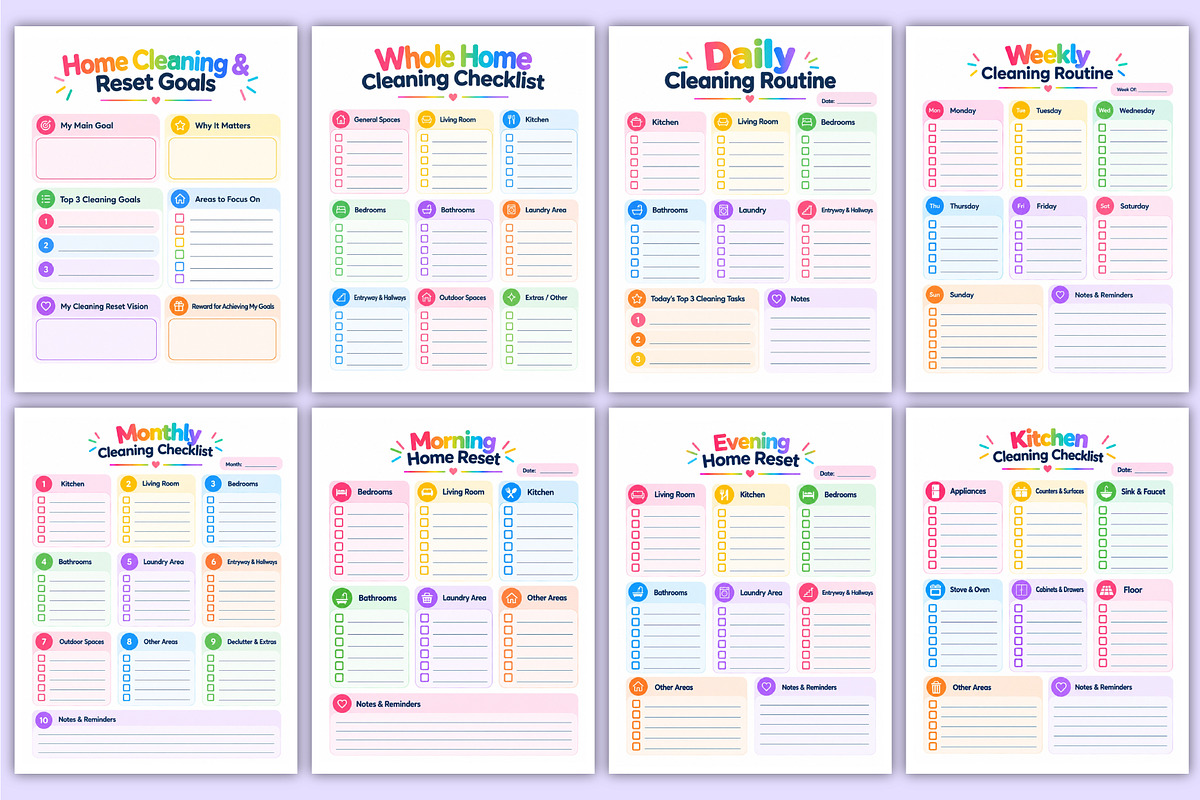 Cleaning & Home Reset Planner, a Stationery Template by Mustafiz (Photo 2 of 4)