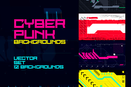 Cyberpunk Backgrounds Set