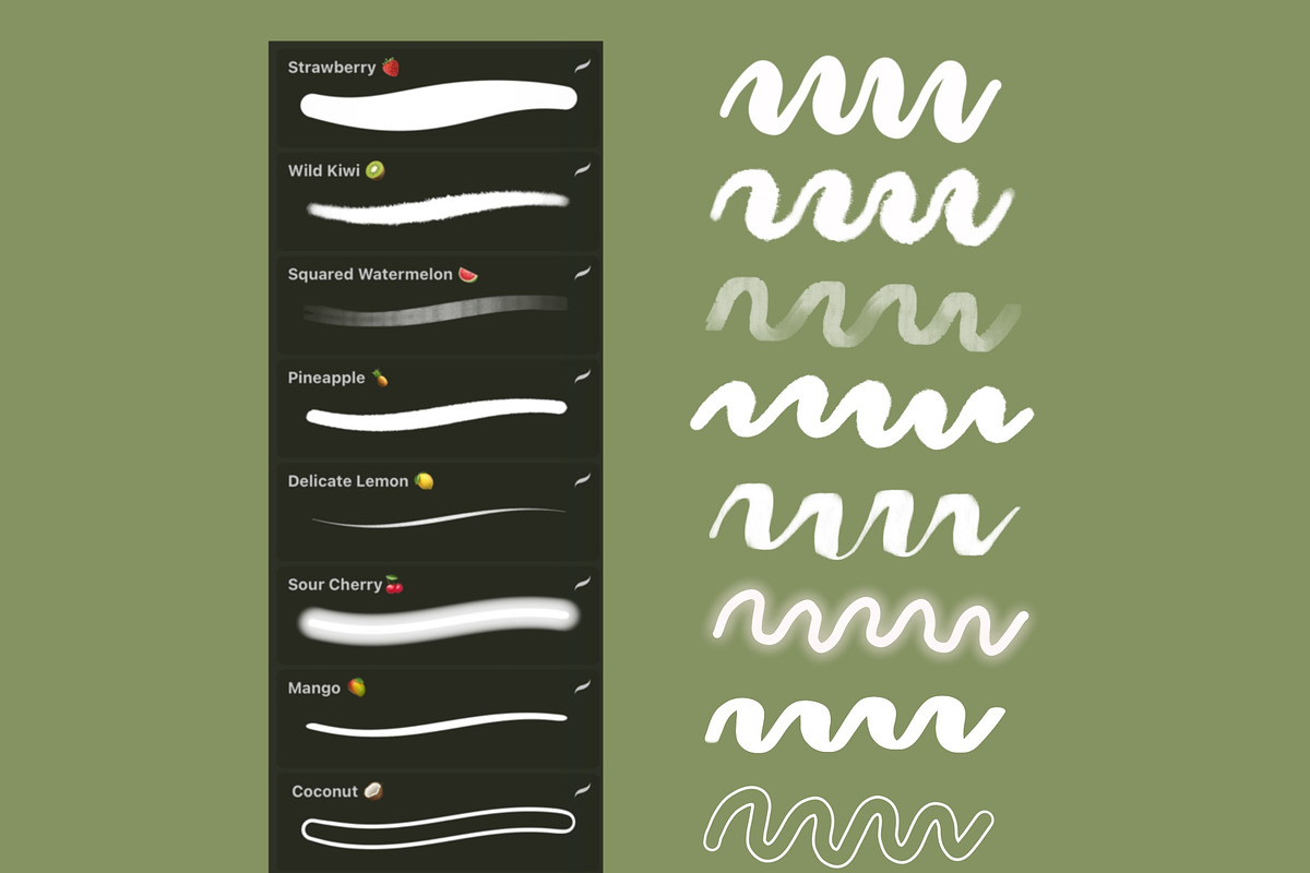 Fruity Procreate Lettering Brush Set, a Brush Add-On by Anna Perry Creations (Photo 2 of 2)