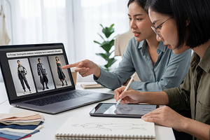 Designers work with generative AI, a Business Photo by Shootdiem