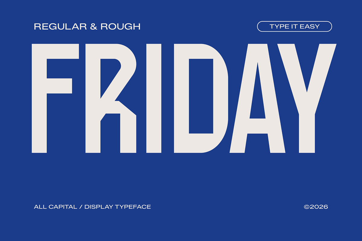 ST Friday — All Caps Display, a Sans Serif Font by Type it Easy (Photo 1 of 17)