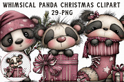 Whimsical Panda Christmas Clipart, an Illustration by Libby Wishes (Thumbnail 1 of 7)