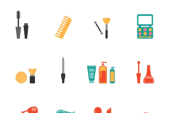 Hairstyling And Makeup Flat Icons
