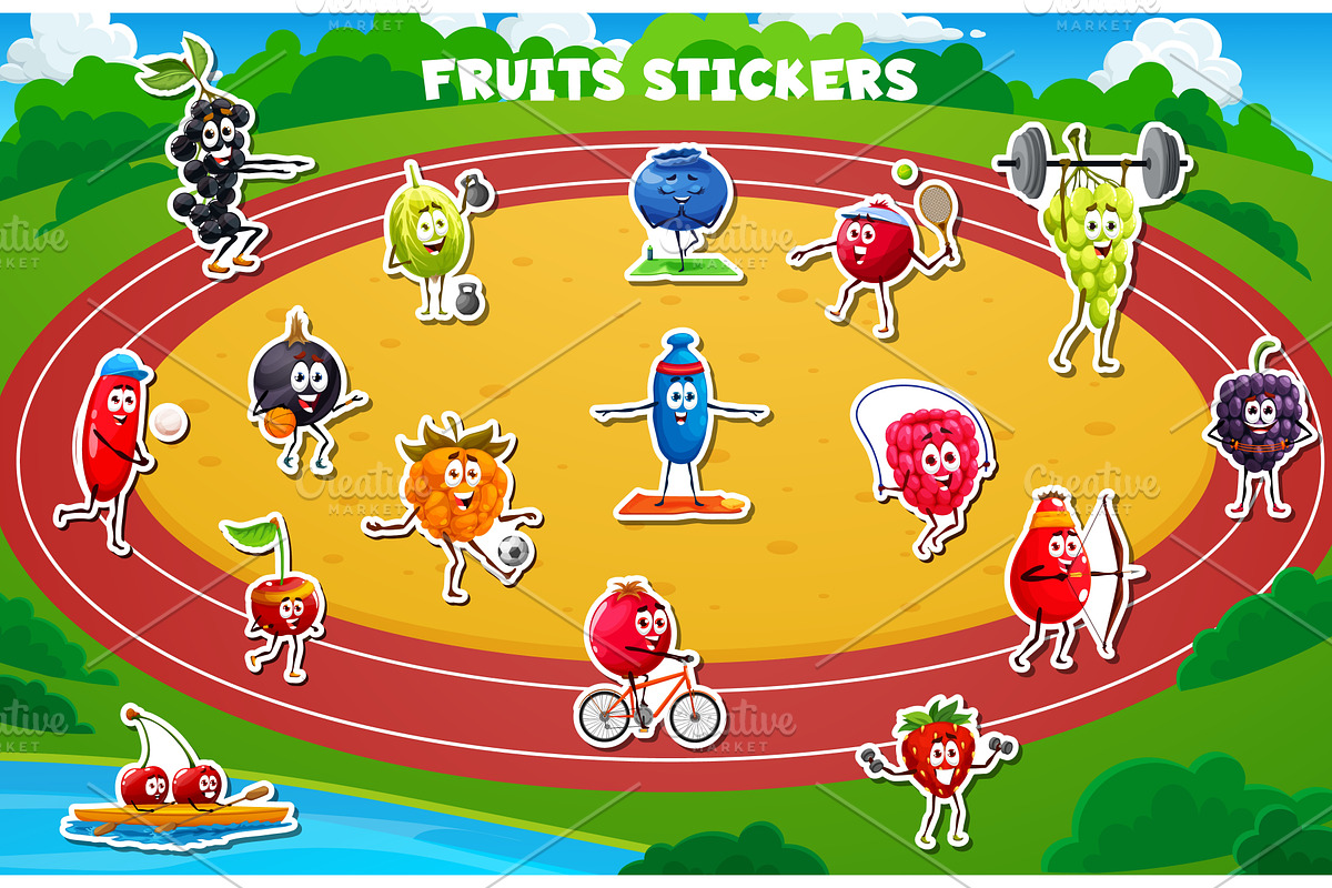 Cartoon fruit characters, a Food Illustration by Vector Tradition