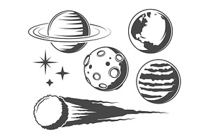 Set Of Vintage Planet Icons