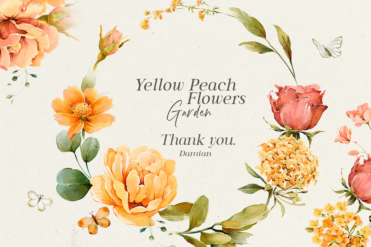 Watercolor Yellow Peach Flowers, a Decorative Illustration by Damian Roh (Photo 16 of 16)