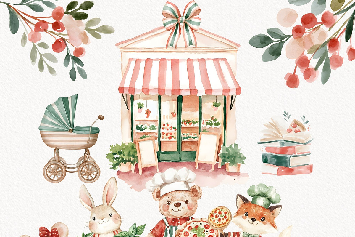 Pizza baby shower Animal Pizzeria, an Animal Illustration by Invite to Clipart (Photo 2 of 7)