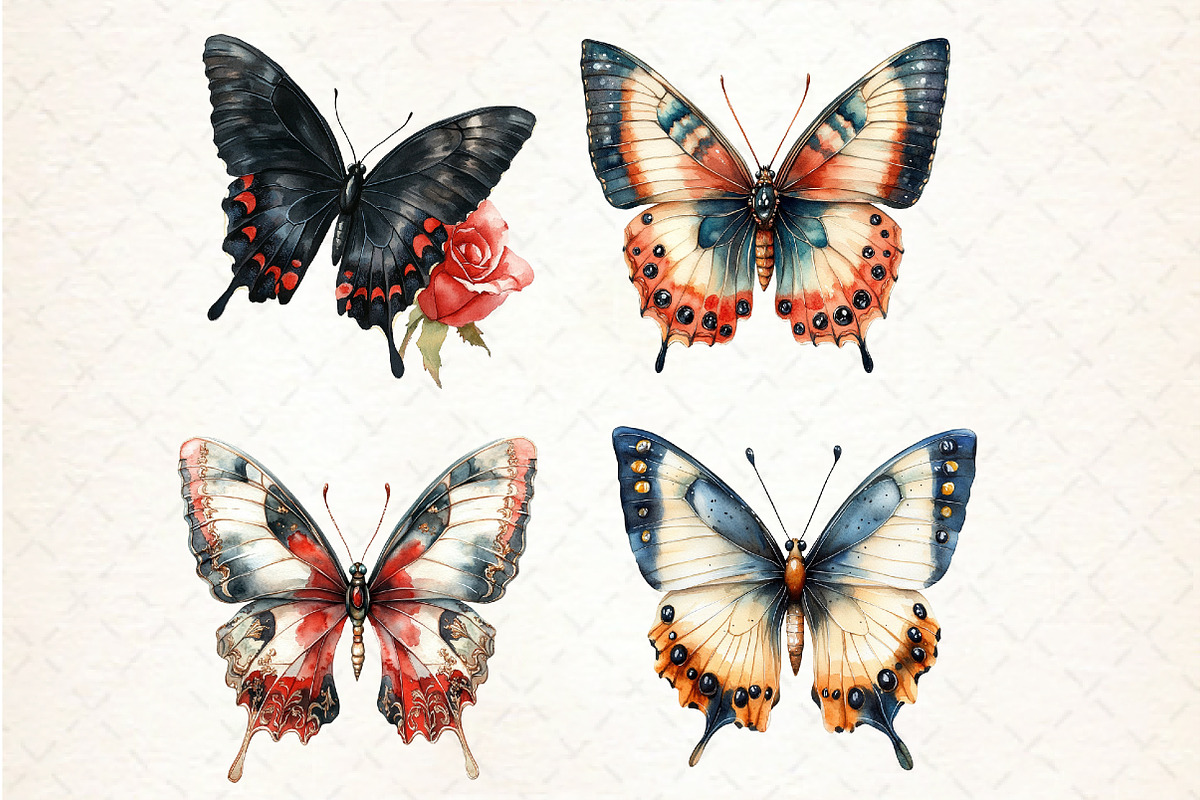 Gothic Butterfly Clipart PNG Graphic, an Illustration by Libby Wishes (Photo 5 of 5)