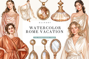 Watercolor Rome Vacation Clipart