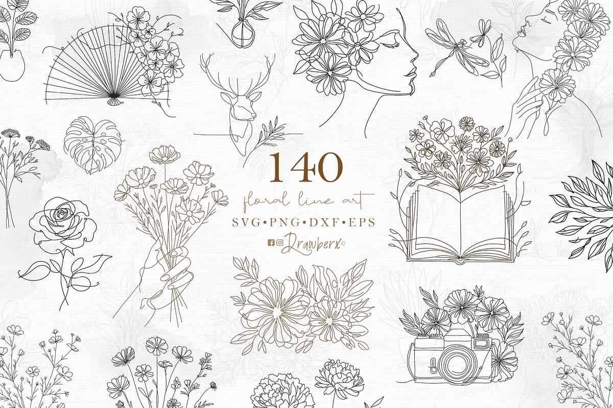 Floral Line Art illustration svg 150, an Illustration by Drawberx (Photo 1 of 13)