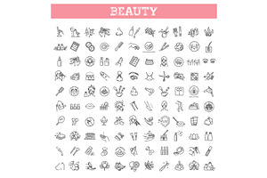 Beauty Vector Outline Icons Set