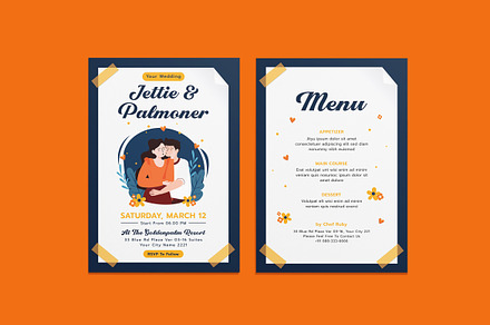 Flipped Wedding Invitation Template, an Invitation Template by iDoodle Studio