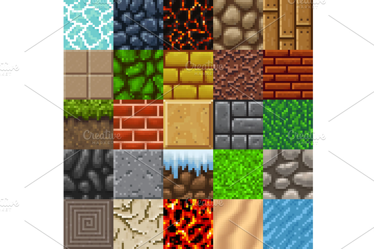 Retro 8 bit pixel surface texture, an Illustration by Vector Tradition