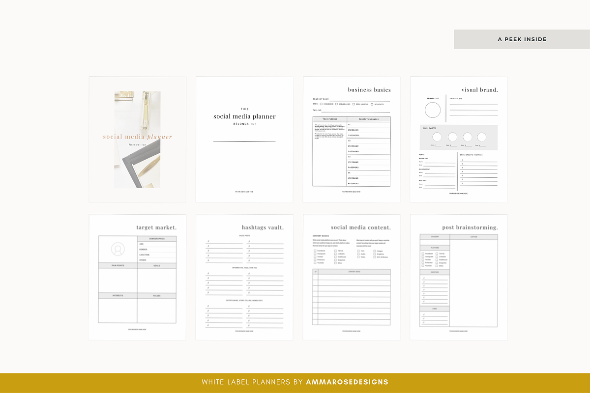 White Label Social Media Planner, a Stationery Template by ammarosedesignsllc (Photo 4 of 10)