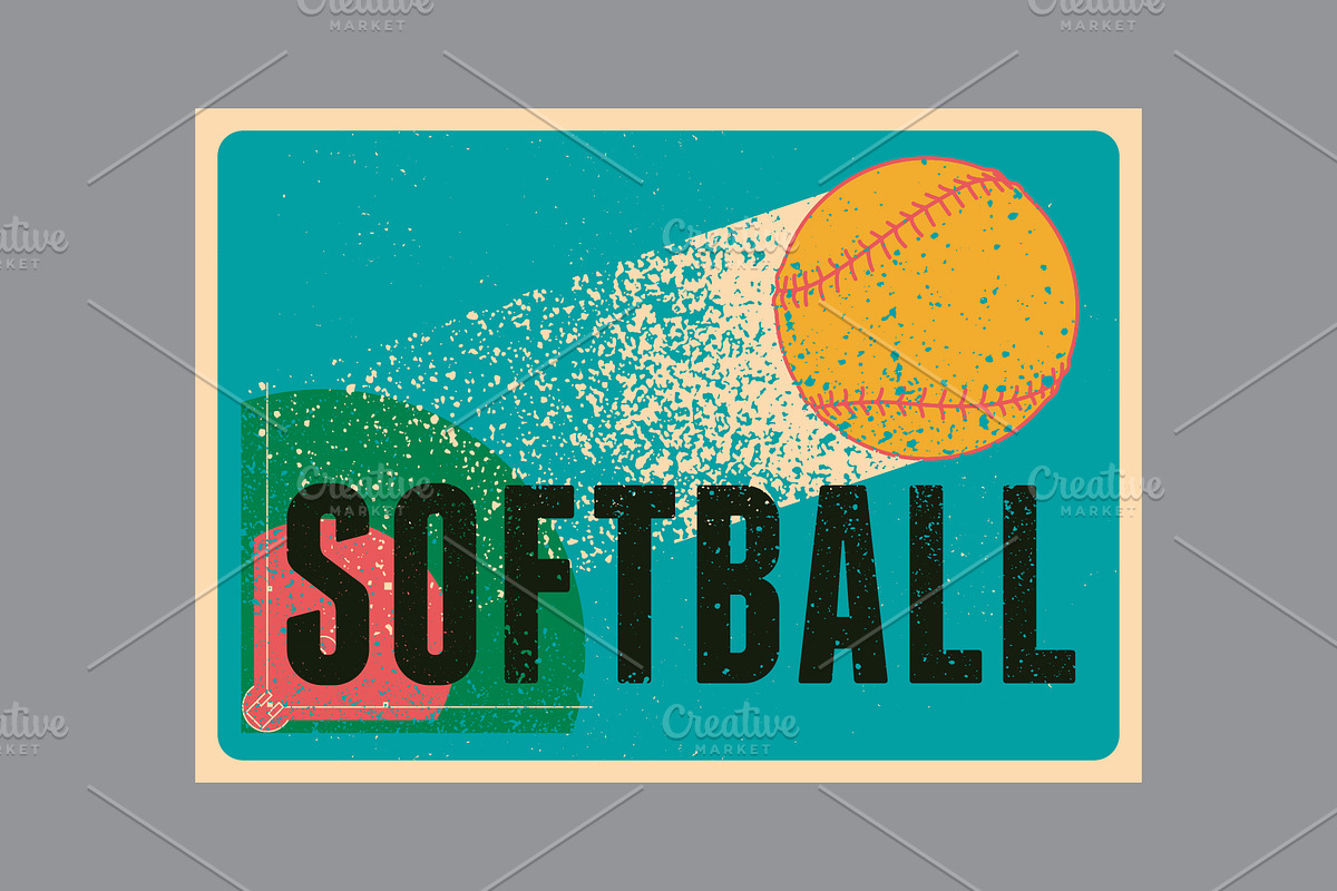 Softball vector poster set., a Sport Illustration by PoPaShop (Photo 5 of 8)