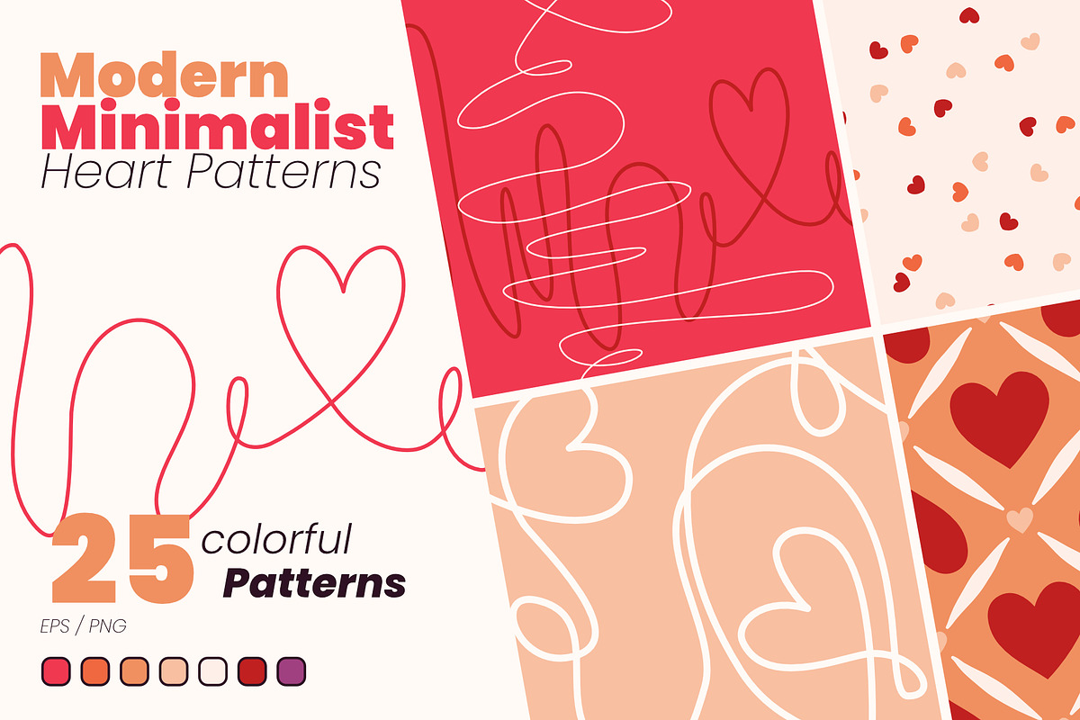 Modern Minimalist Heart Patterns, a Pattern Graphic by moja doodle (Photo 1 of 8)