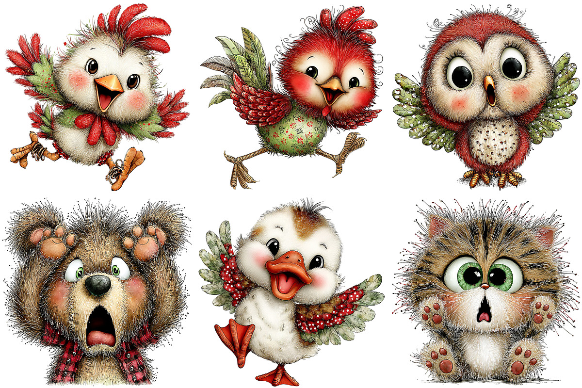 Funny Panic Animals Clipart Bundle, an Illustration by Craft Nest (Photo 4 of 11)