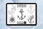 120 compass tattoo-style procreate, a Brush Add-On by Arts For Peace (Thumbnail 8 of 9)