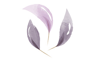 Delicate purple watercolor leaves, an Illustration by okskukuruza