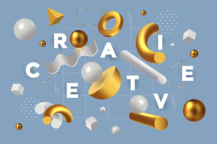 Modern Minimal design 3d objects, a Decorative Illustration by Creative Graphics