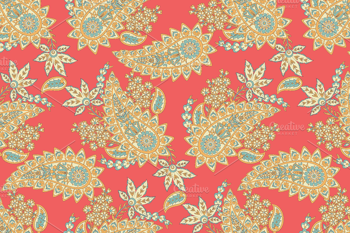 Paisley seamless fabric pattern, a Pattern Graphic by antalogiya (Photo 2 of 5)