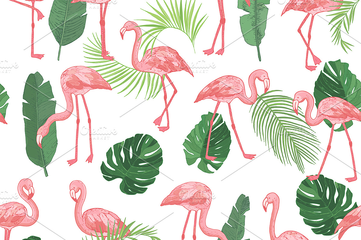 Flamingo in the Palm Leaves, a Pattern Graphic by GooseFrol (Photo 5 of 23)