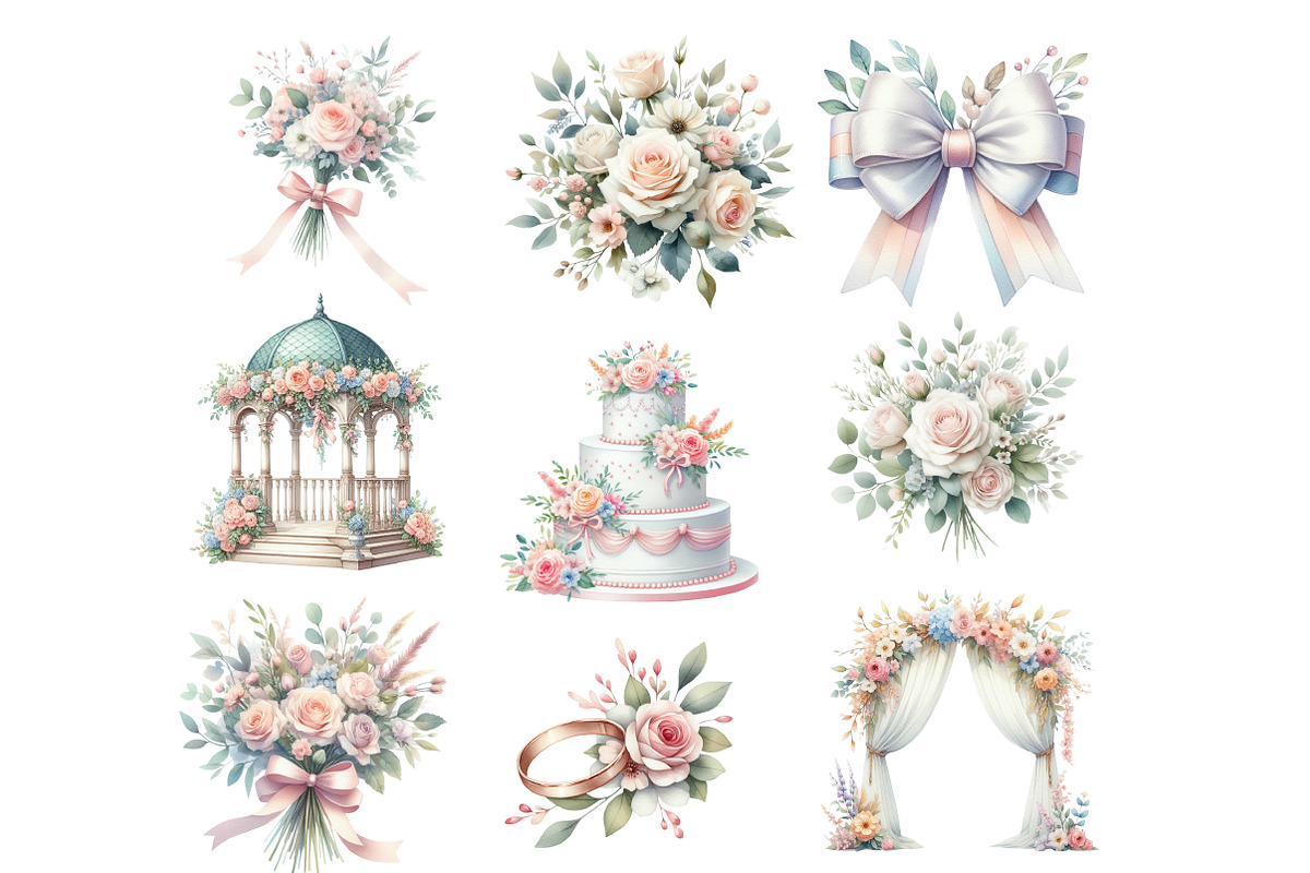 Watercolor Wedding Clipart, an Illustration by Designworld (Photo 4 of 5)