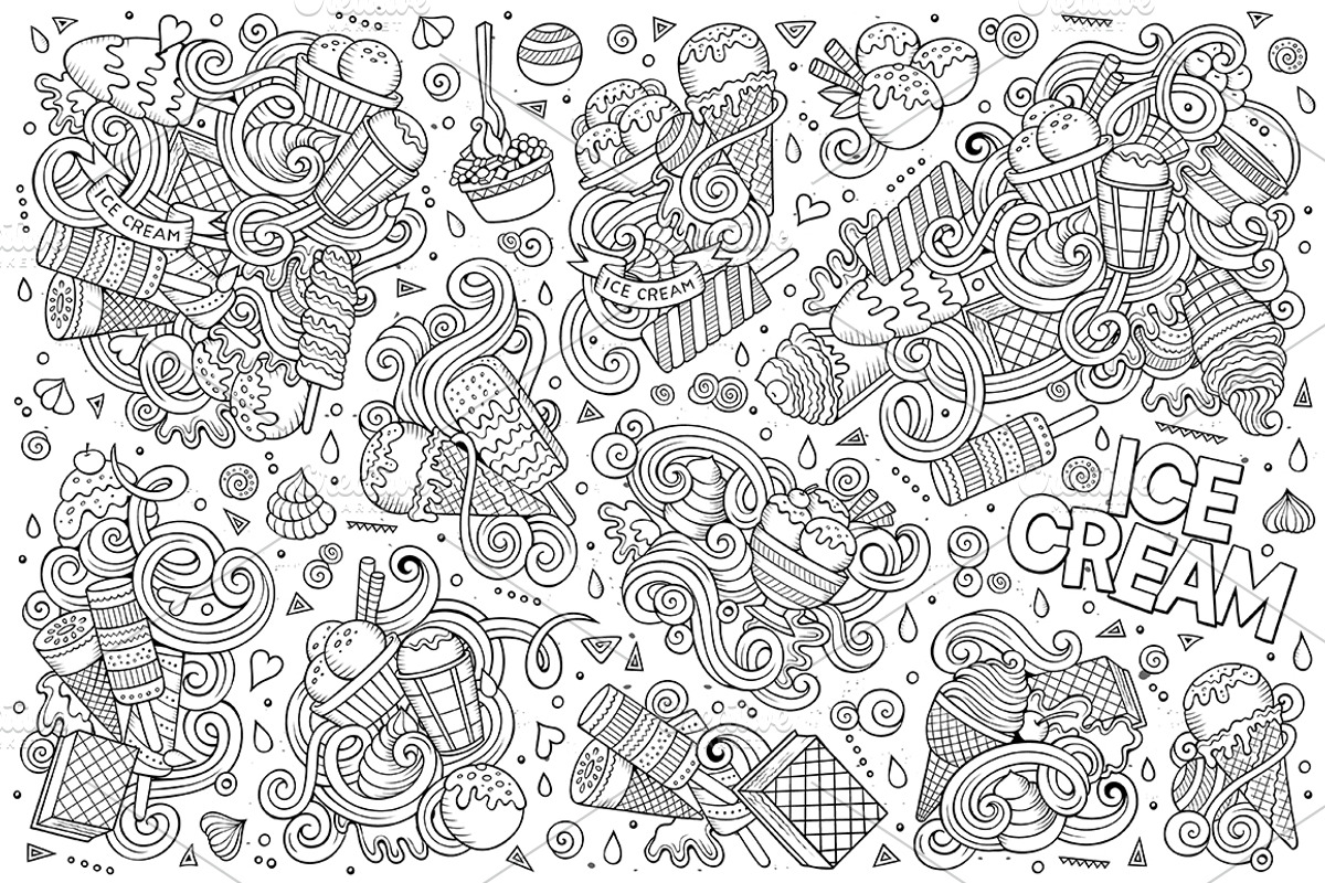 Ice Cream Doodles Designs Set, an Object Graphic by BALABOLKA (Photo 2 of 4)