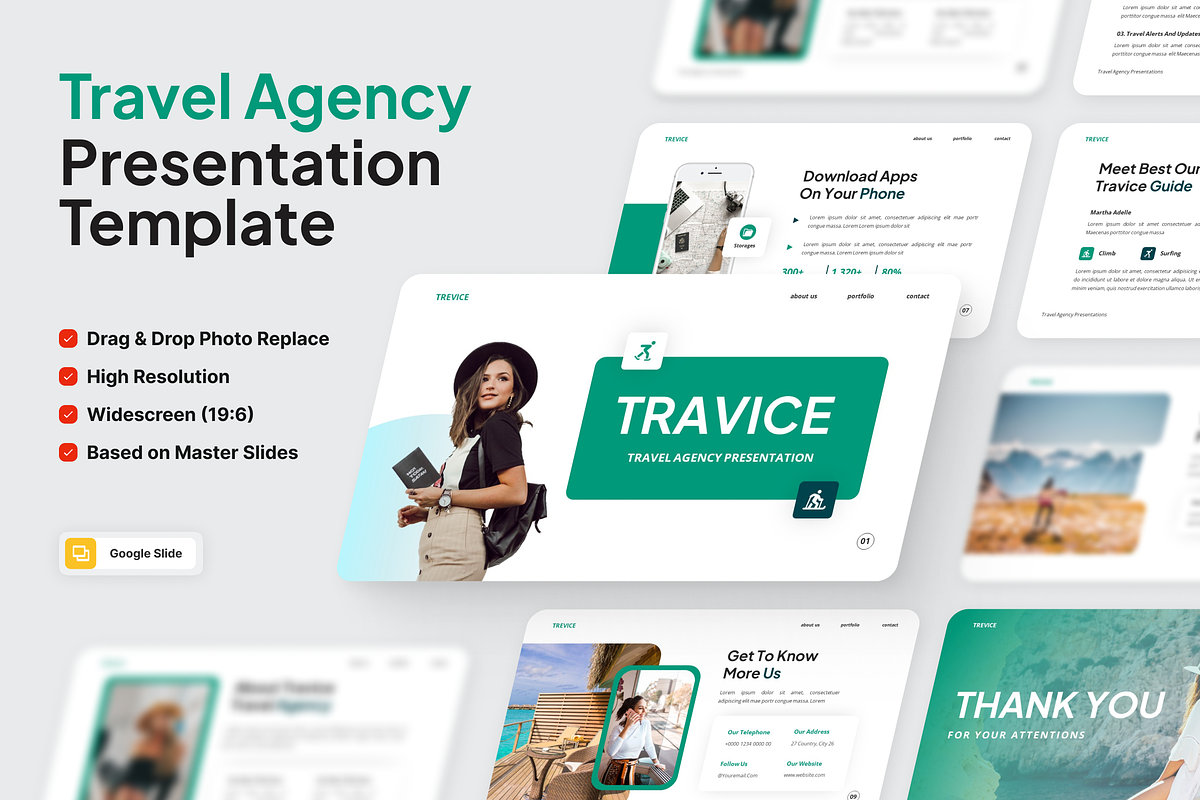 Trevice - Travel Agency Google Slide, a Presentation Template by SquidPixey (Photo 1 of 6)