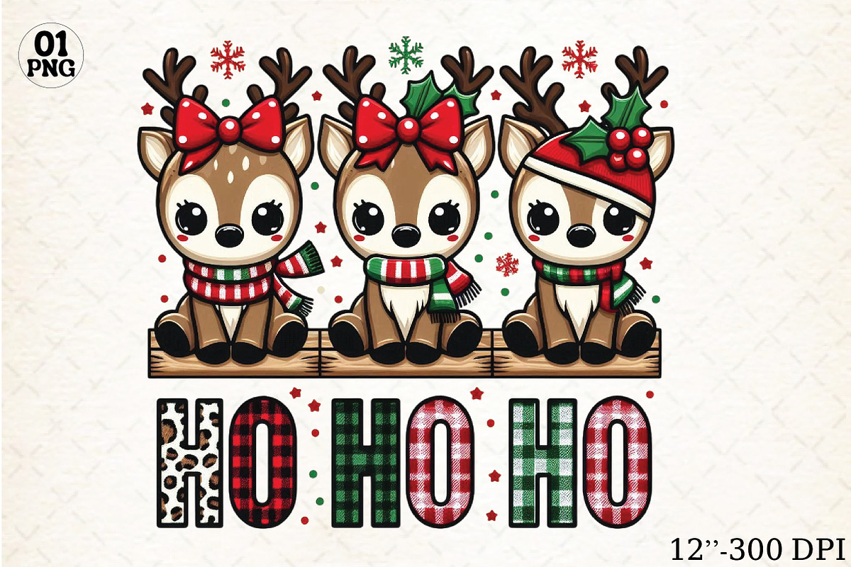 HO HO HO Reindeer Christmas PNG, an Illustration by Libby Wishes (Photo 5 of 5)