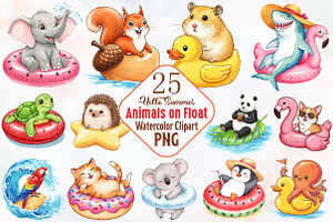 Summer Animals on Float Sublimation, an Illustration by RobertsArt