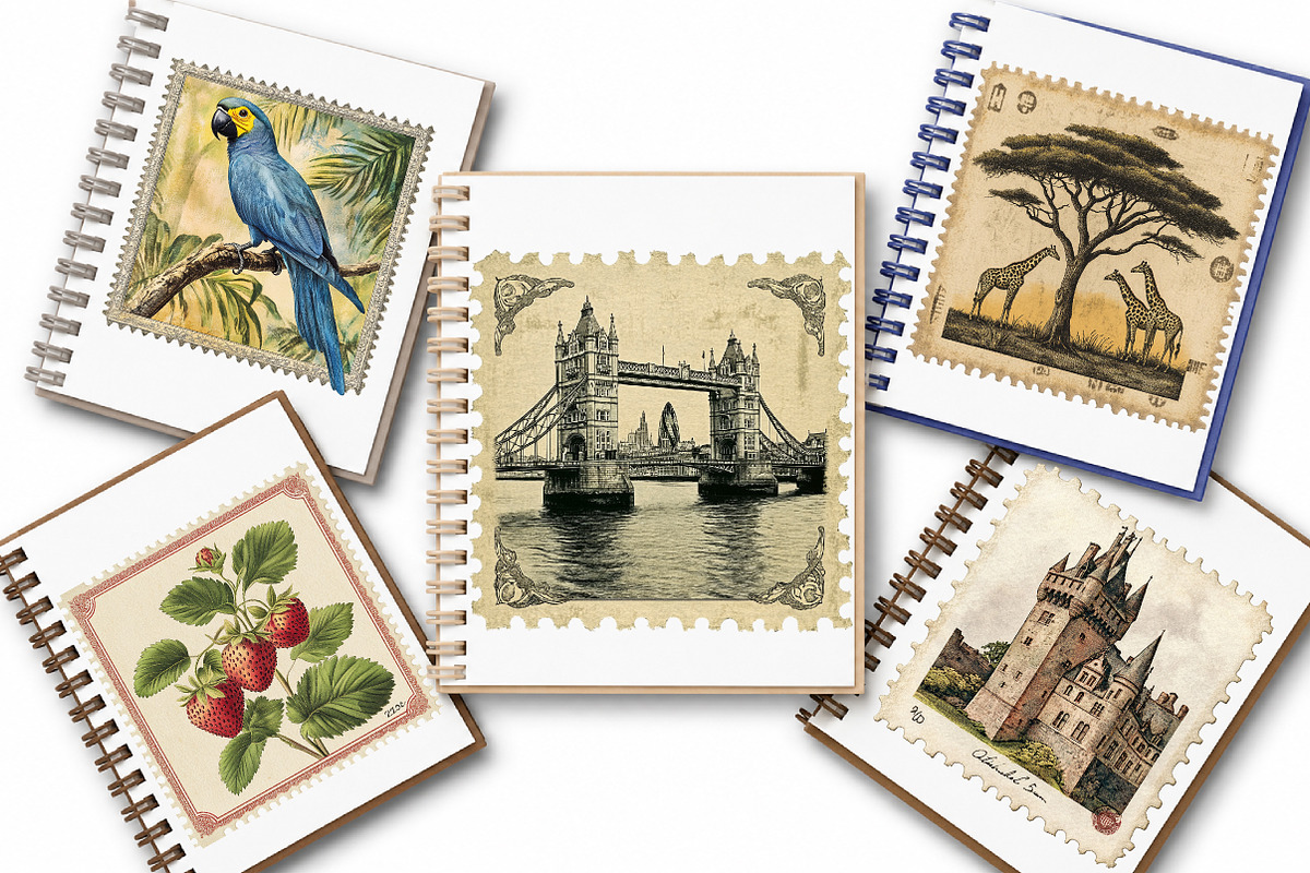 Vintage Postal Stamp Ephemera, a Transportation Illustration by Digital Artistic99 (Photo 9 of 10)