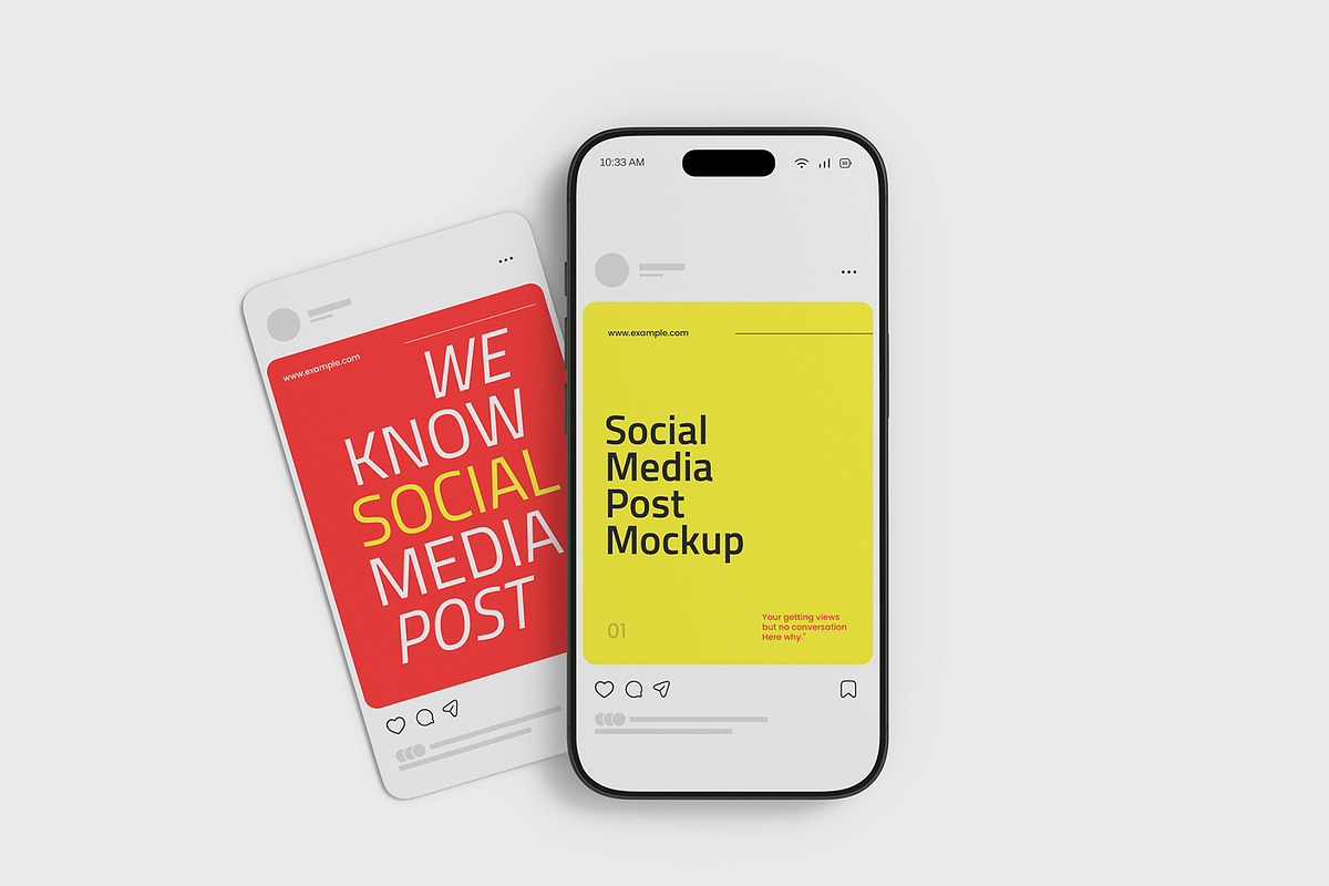 Phone with Social Media Post Mockup, an iPhone Mockup by graphypix (Photo 4 of 7)