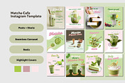 Matcha Cafe Instagram Bundle, a Social Media Template by CreativeTempHub (Thumbnail 1 of 8)
