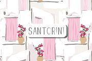 Mediterranean pink houses island, a Pattern Graphic by Cotton Melon pattern Shop (Thumbnail 1 of 6)