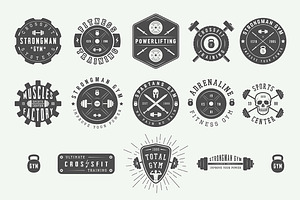 Set Of Vintage Gym Logos