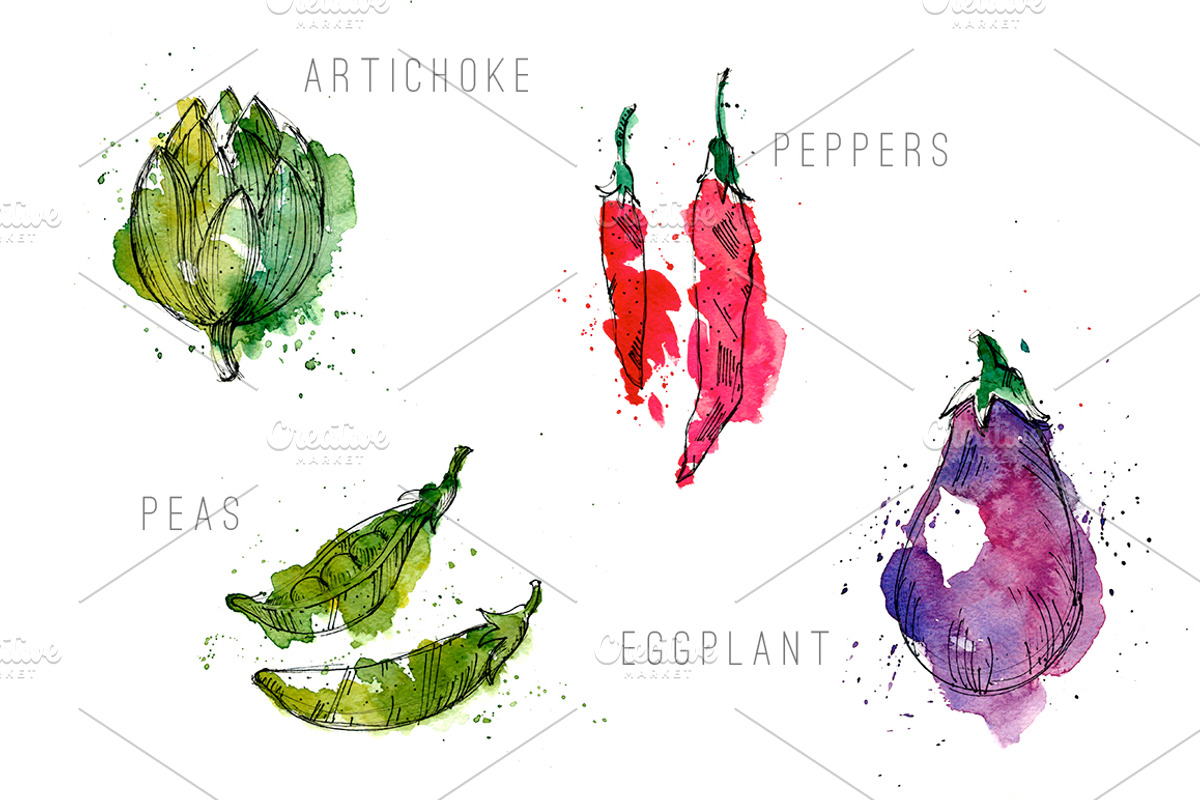 Oh My Veggies! | Watercolor set, a Food Illustration by Blue Ink Studio (Photo 3 of 3)