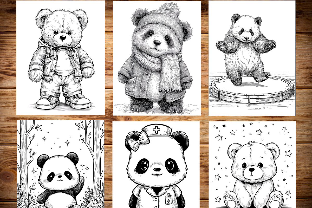 Cute Panda Coloring Pages for Kids, an Animal Illustration by LA Design (Photo 3 of 10)