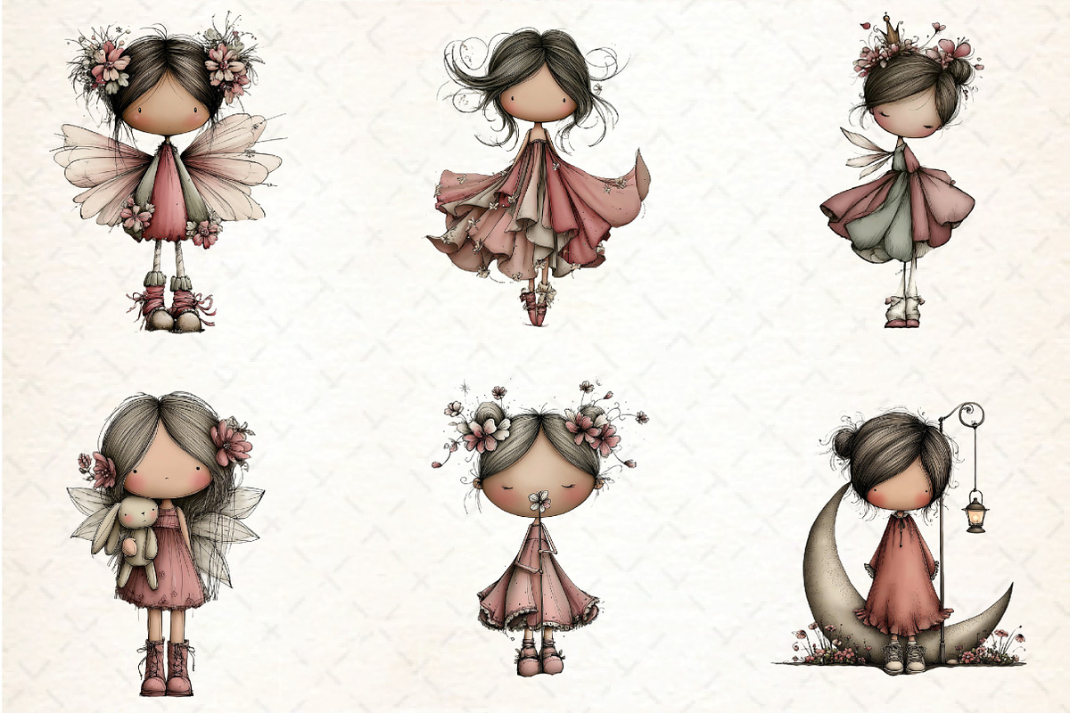Whimsical Fairy Clipart Bundle, an Illustration by DreamCafeArt (Photo 4 of 8)