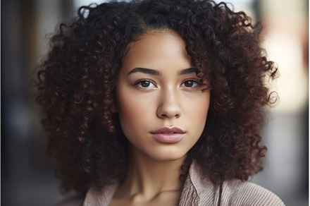 Mixed race woman happy. Generate Ai, a Person Photo by Ylivdesign