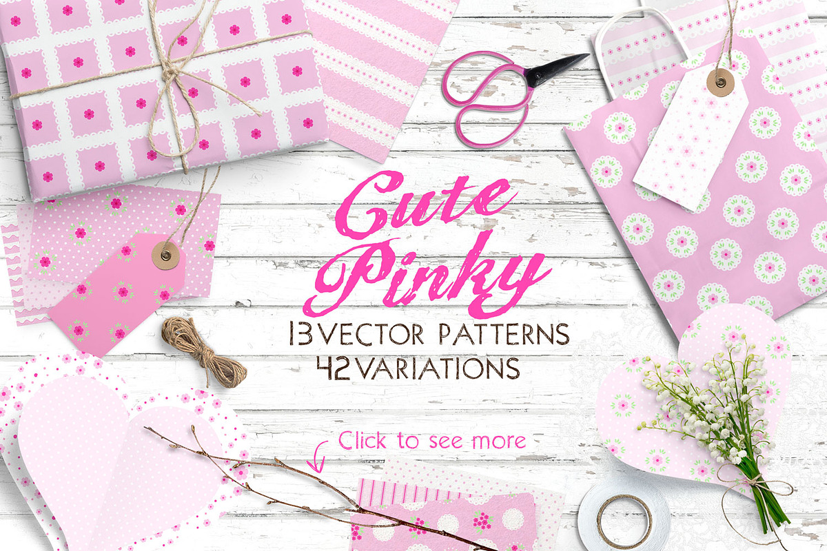 Cute Pinky Patterns Pack, a Pattern Graphic by Evelina Hiiri
