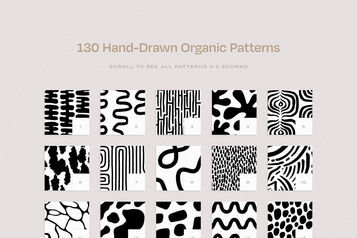 130 Hand-Drawn Organic Patterns, a Pattern Graphic by Artec Maison (Photo 2 of 15)