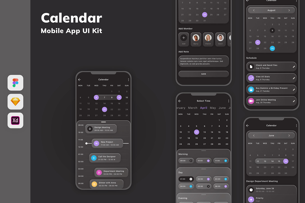 Calendar Mobile App UI Kit, an UI Kit Template by uicube