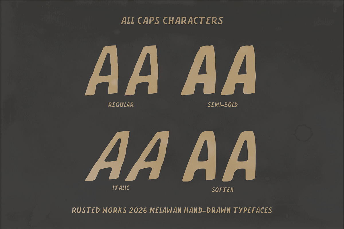 Melawan Typeface, a Sans Serif Font by Rusted Works (Photo 2 of 7)