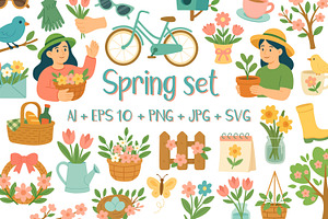 Spring Doodle Set, a Seasonal Illustration by ananastya