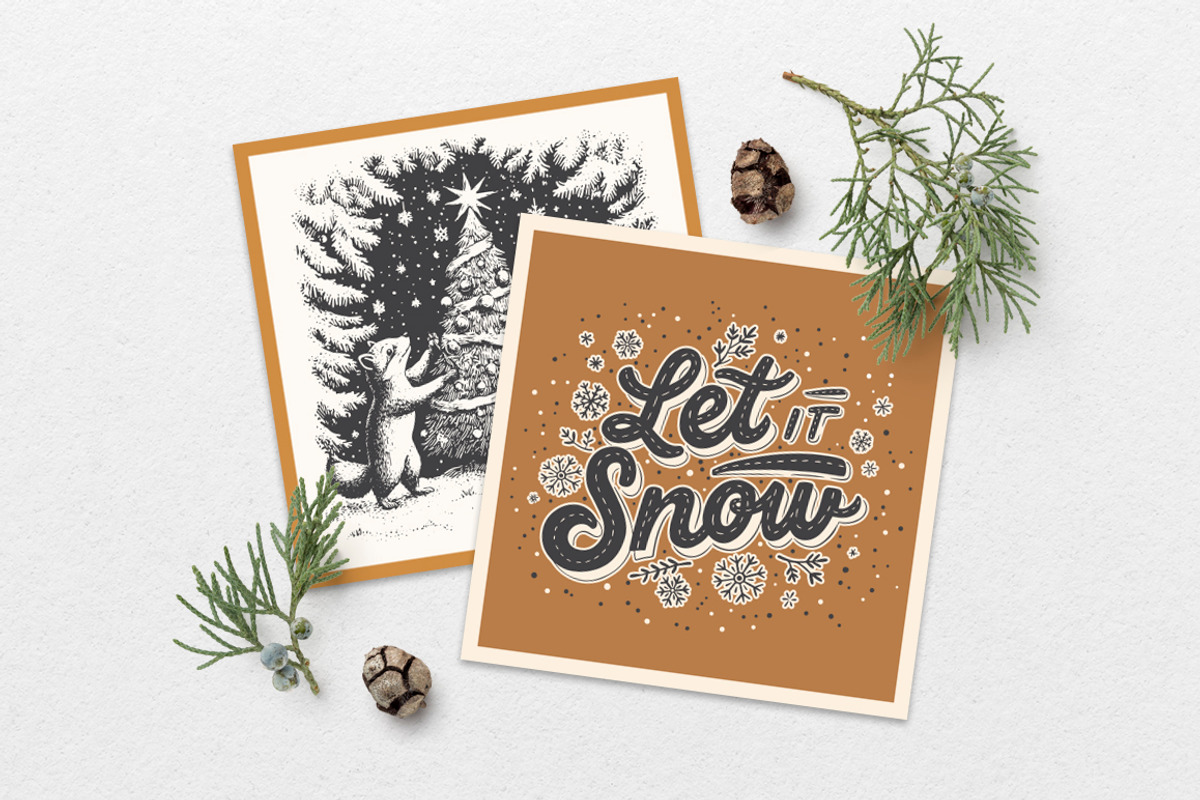 Vintage Linocut Christmas Kit, a Seasonal Illustration by DariSmartArt (Photo 7 of 18)