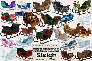 Christmas Sleigh Clipart Bundle., an Illustration by SVGArt