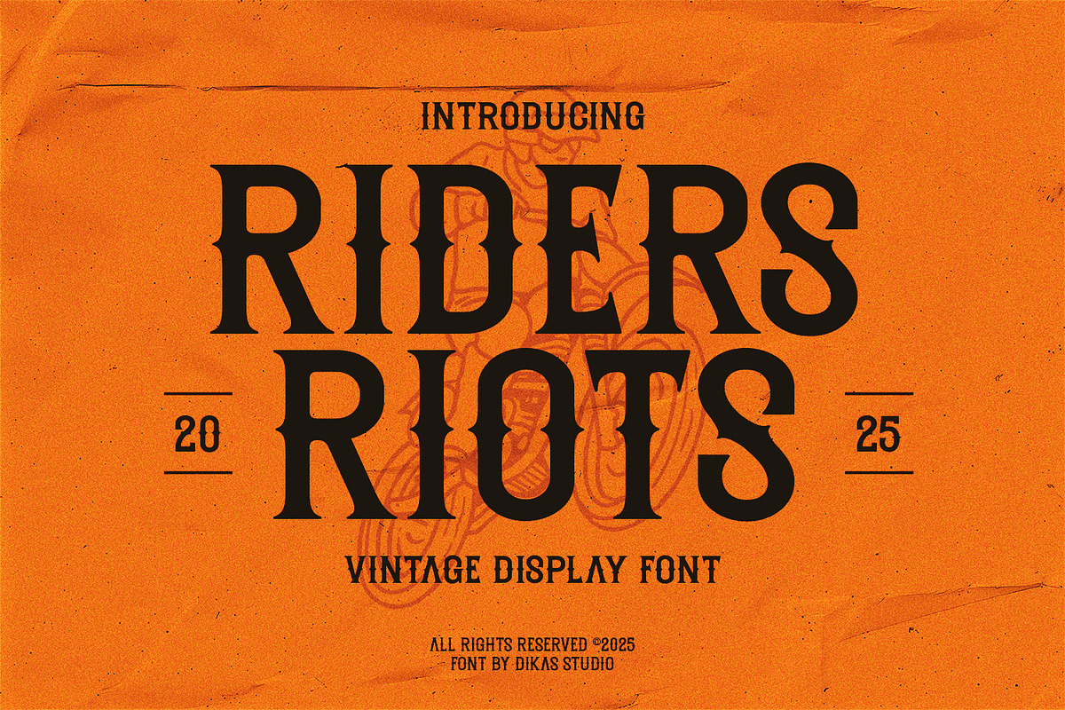 Riders Riots - Vintage Display Font, a Serif Font by Dikas Studio (Photo 1 of 7)